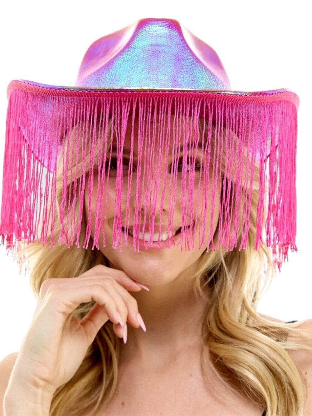 Shiny Western Cowboy Hat with Fringe